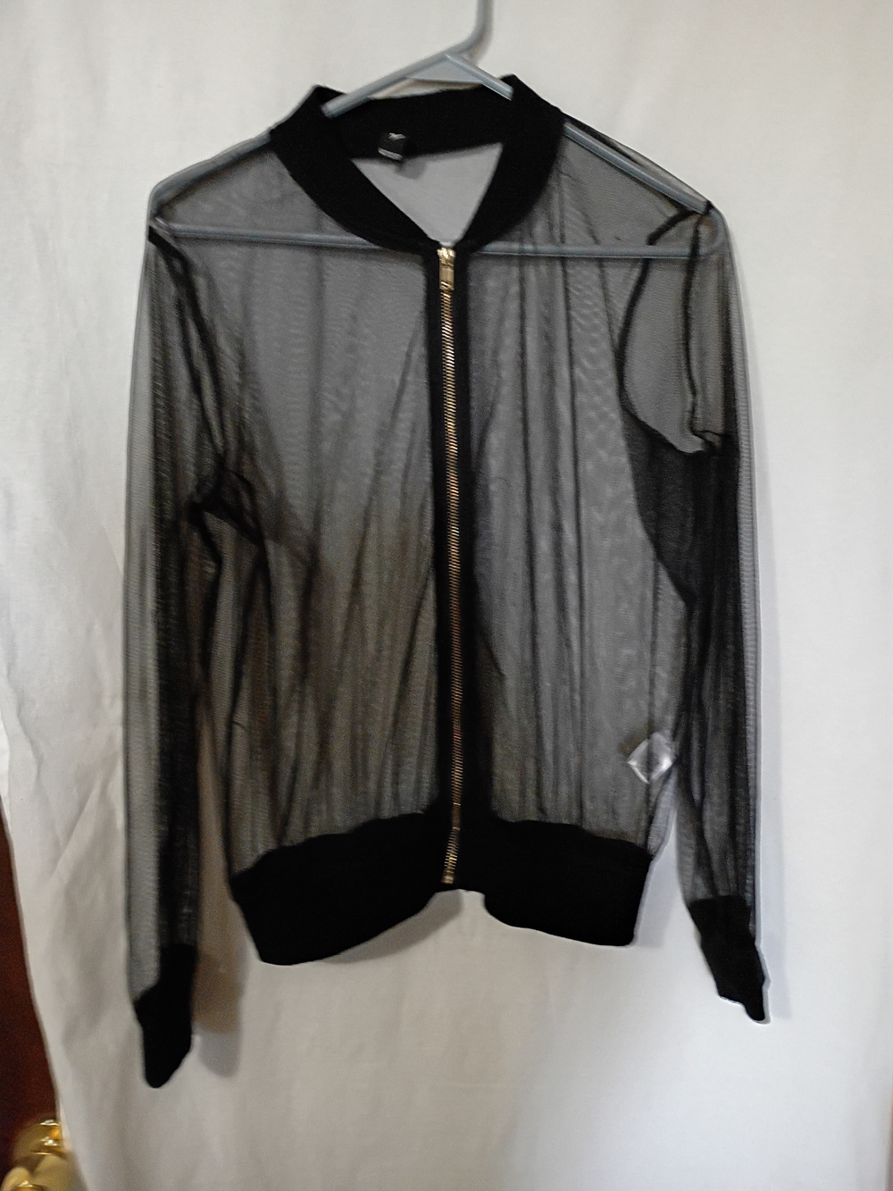 Windsor Black Sheer Mesh Zip Bomber Jacket M
